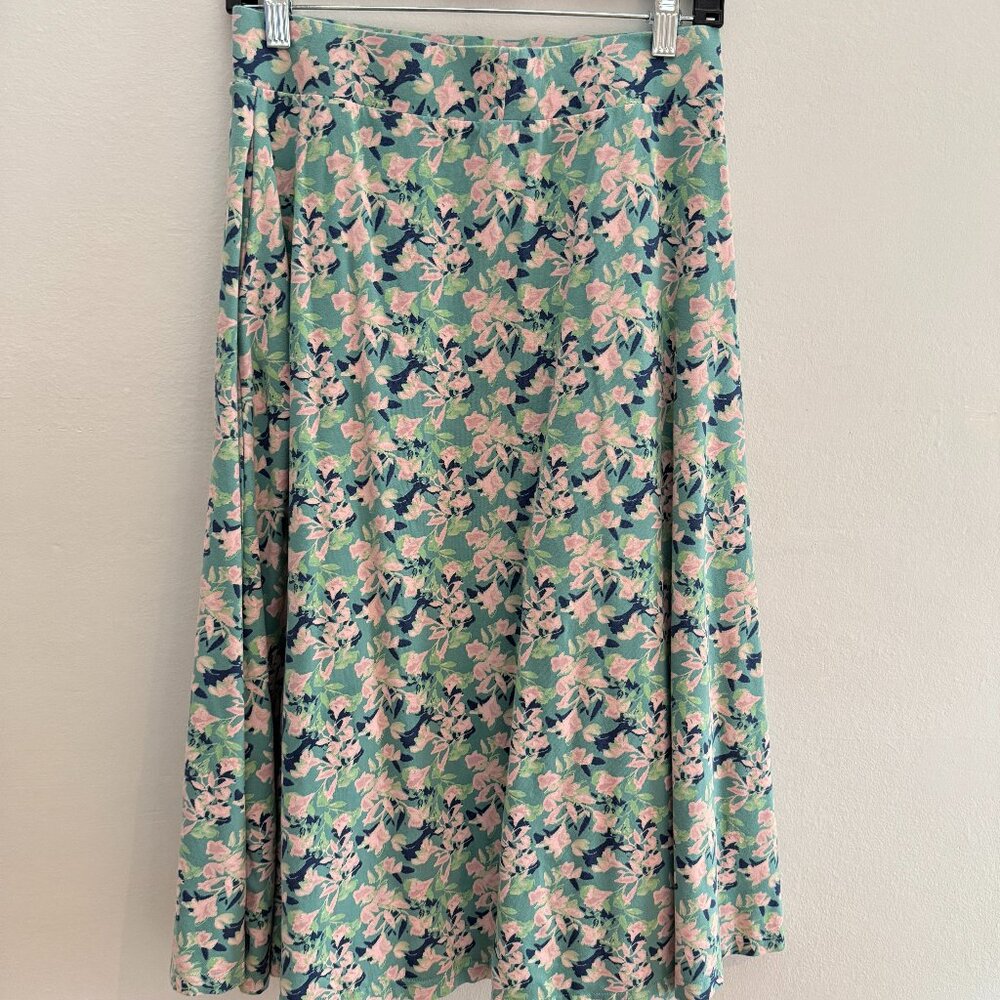 PACT 100% Organic Cotton FLoral Midi Skirt with Pockets Elastic Waist Sz M